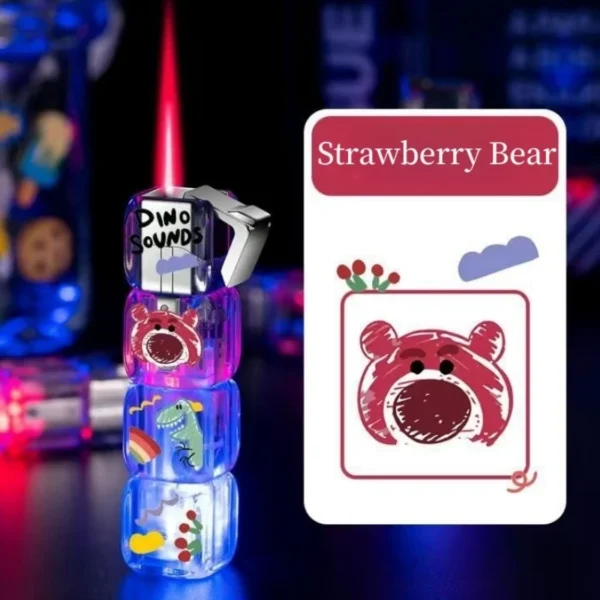 Direct Red Flame Windproof Lighter Creative Luminous Dice Butane Gas Cigarette Lighter LED Marquee Windproof Turbine Smoking Set - Image 6